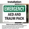 Signmission AED And Trauma Pack, 5 in W x Rectangle, Vinyl Decal OS-2PACK-EM-D-35-L-10287 - alternate 3